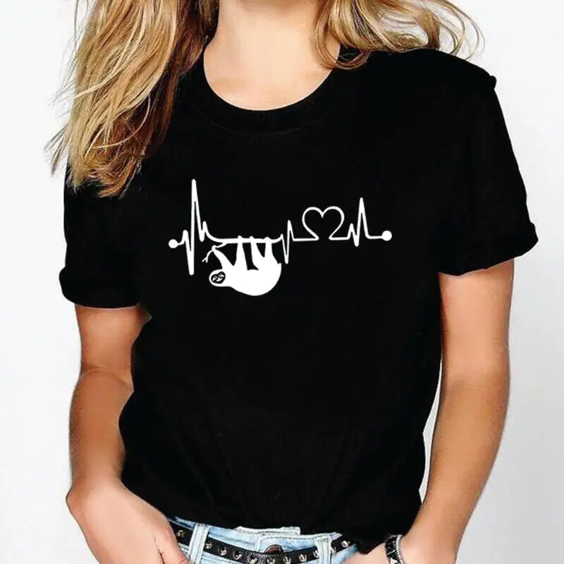 

Летняя женская футболка с коротким рукавом, забавная Повседневная футболка с изображением ленивого сердцебиения и медитаций и животных, Же...