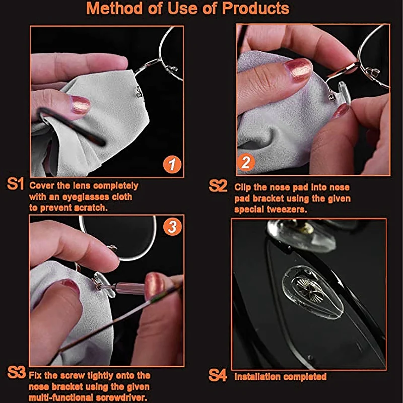 

Metal and Soft Silicone Eyeglasses Nose Pads,5 Pairs of Glasses Nose Pad Set with Repair Kit Screws and Screwdriver