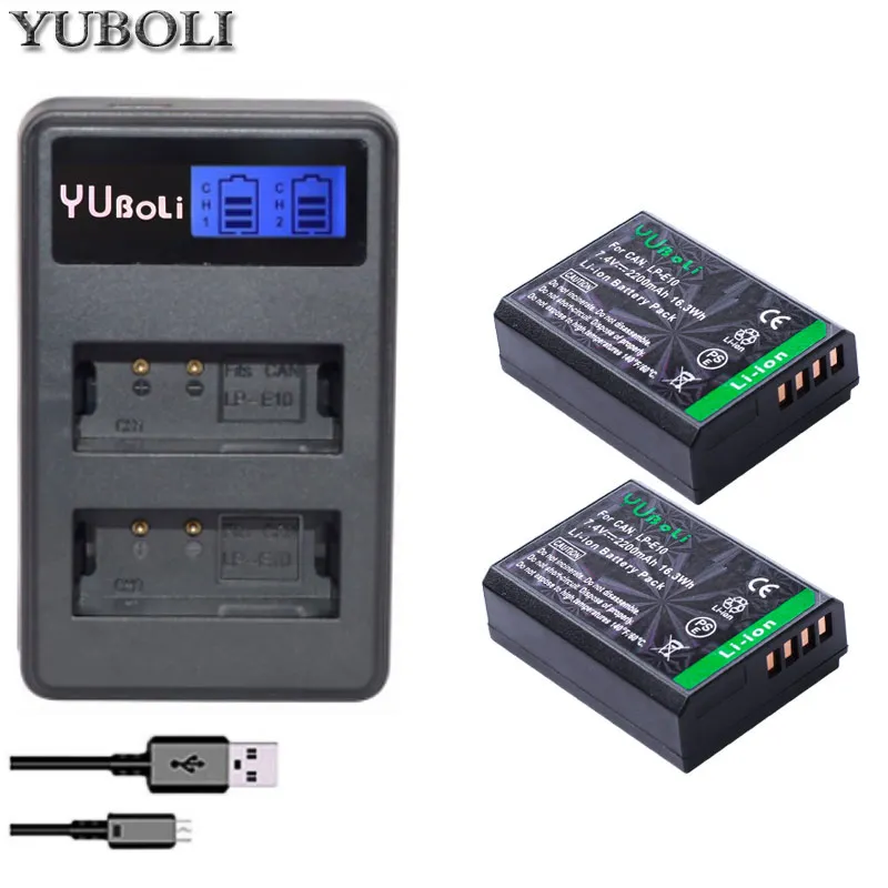 4x LP-E10 LP E10 LPE10 Камера Батарейки+ ЖК-дисплей USB Dual Зарядное устройство для цифровой однообъективной зеркальной камеры Canon EOS 1100D 1200D 1300D поцелуй X50 X70 X80 Rebel T3 T5 T6 - Цвет: charger and 2battery