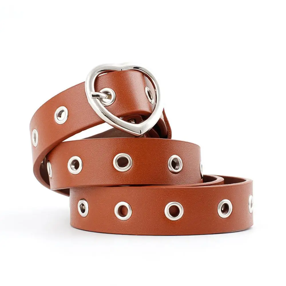 

Female Leather Belt Women Metal Buckle Stylish Ladies Vintage Heart Buckle Leisure Leather Belt Trouser Accessories