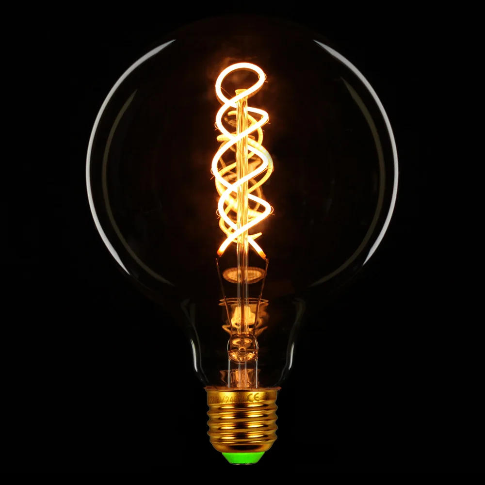 TIANFAN Edison ЛАМПЫ G125 лампа Светодиодная в форме шара глобуса винтажная спиральная