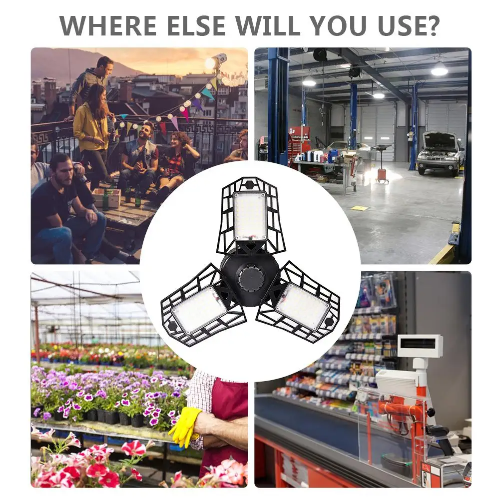 60 Вт светодиодный деформируемый светильник для гаража E27 промышленный цеха