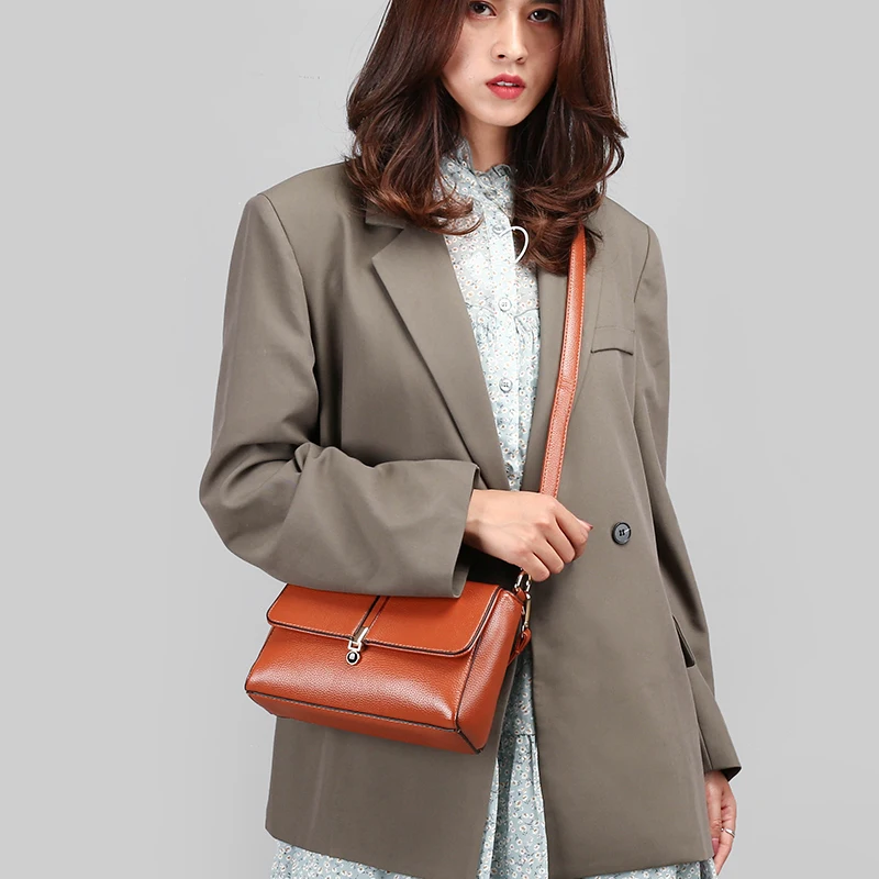 

New Women PU Leather Handbags Small Casual Tote Female Messenger Shoulder Bag Lady Crossbody Shopping Travel Bags Flap Brown