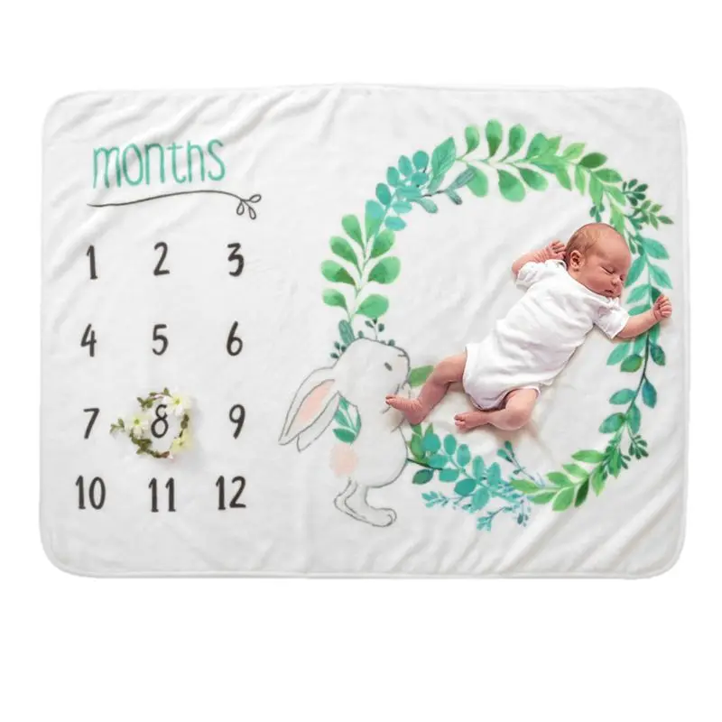 

2021 New Baby Milestone Blanket Newborn Photo Prop Backdrop with Monthly Growth Chart for Girl and Boy