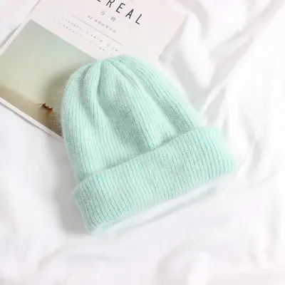 Осенне зимняя шапка из ангоры с кроличьим мехом женская уличная модная плотная