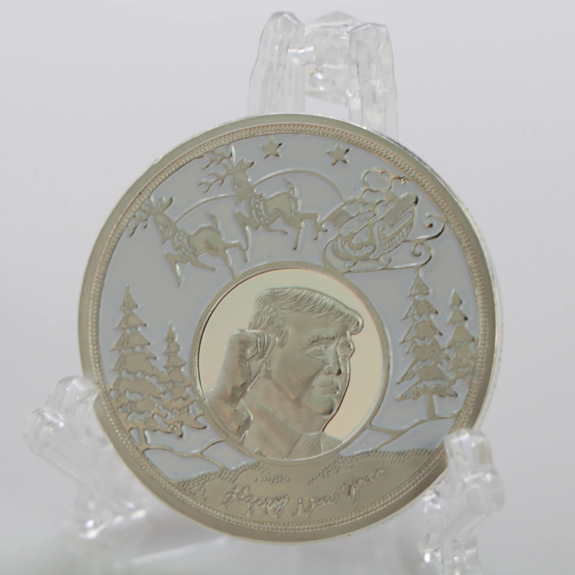 

2020 Trump Christmas Diamond Medallion Silver Plated Coins American Badge Collection Commemorative Coin