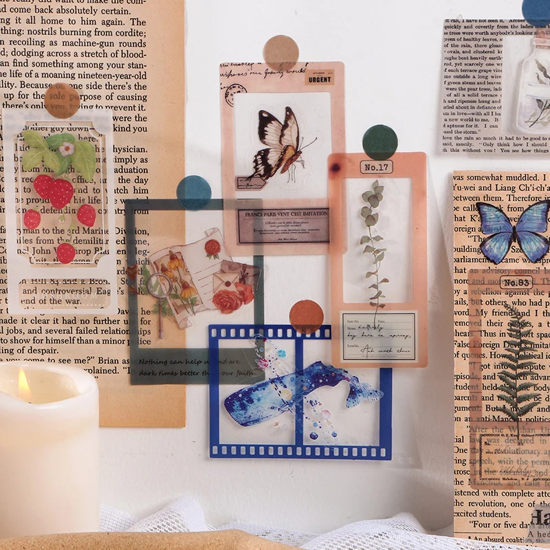 30 шт./пакет Винтаж розовое пленка с китами рамка ПЭТ стикер посылка DIY дневник