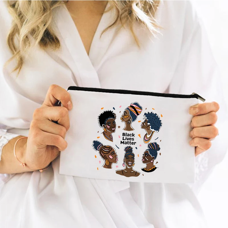 

Black Girl Cosmetic Bag for Makeup Mini Kawaii Free Shipping Bags Handbags Woman Make Up Pouch Women Storage Women's Travel