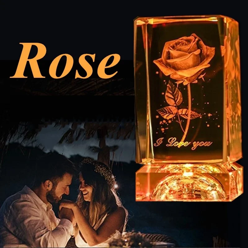 Горячая Распродажа разноцветный 3D Кристалл Роза светодиодный меняющий цвет