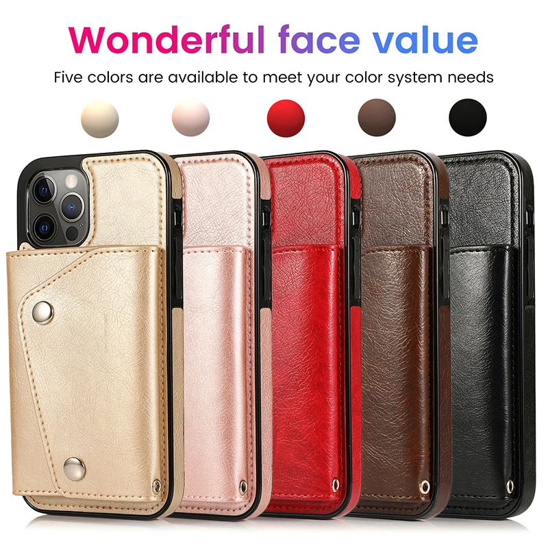 

Wallet Card Phone case for iPhone12 11Pro SE20 7 8plus XR Luxury Leather Case for Samsung