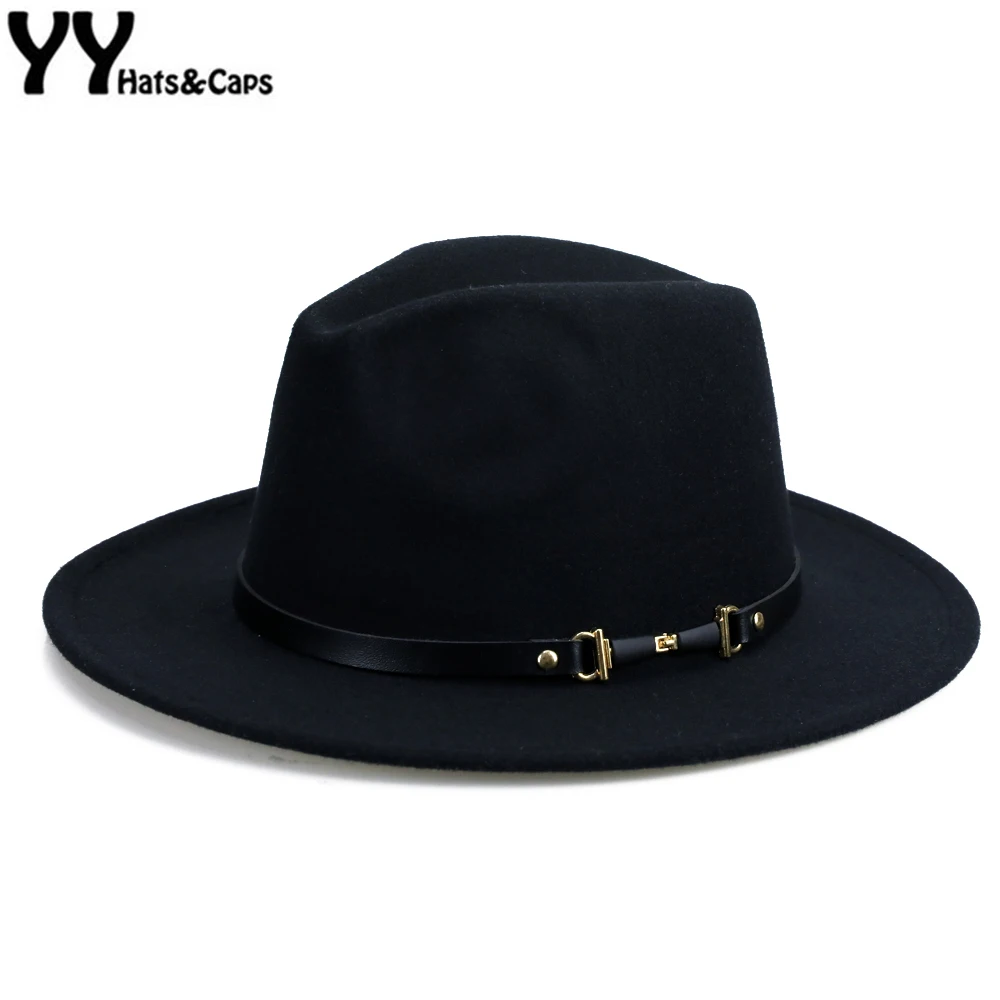 YY зимняя фетровая шляпа для мужчин с широкими полями джазовая Панама женские