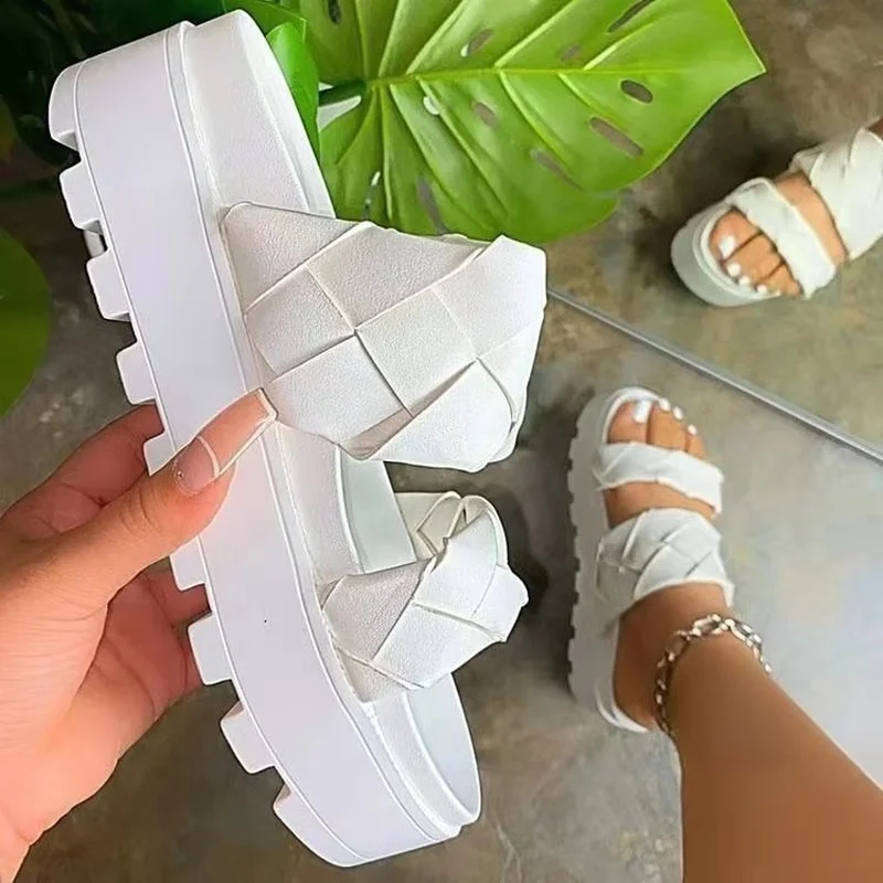 

Ladies Thick-soled Women's Sandals PU Leather Summer Sandals Slippers Indoor Outdoor Flip Flops Beach Shoes Women's Slippers