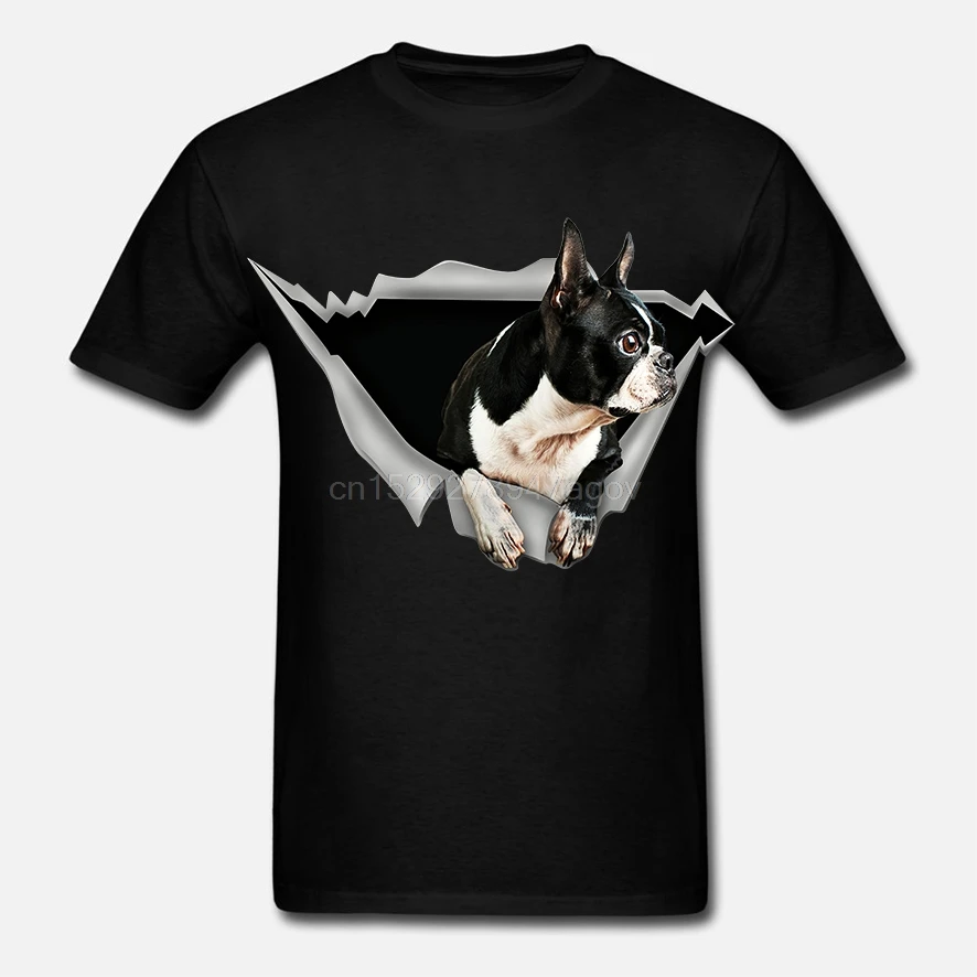 Мужская футболка Torn-Boston Terrier женская | одежда