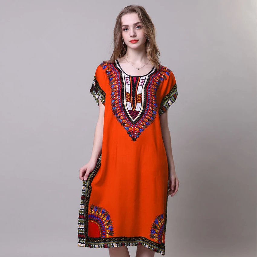 Свободное Африканское платье для женщин длинное с 3D принтом Дашики Женская