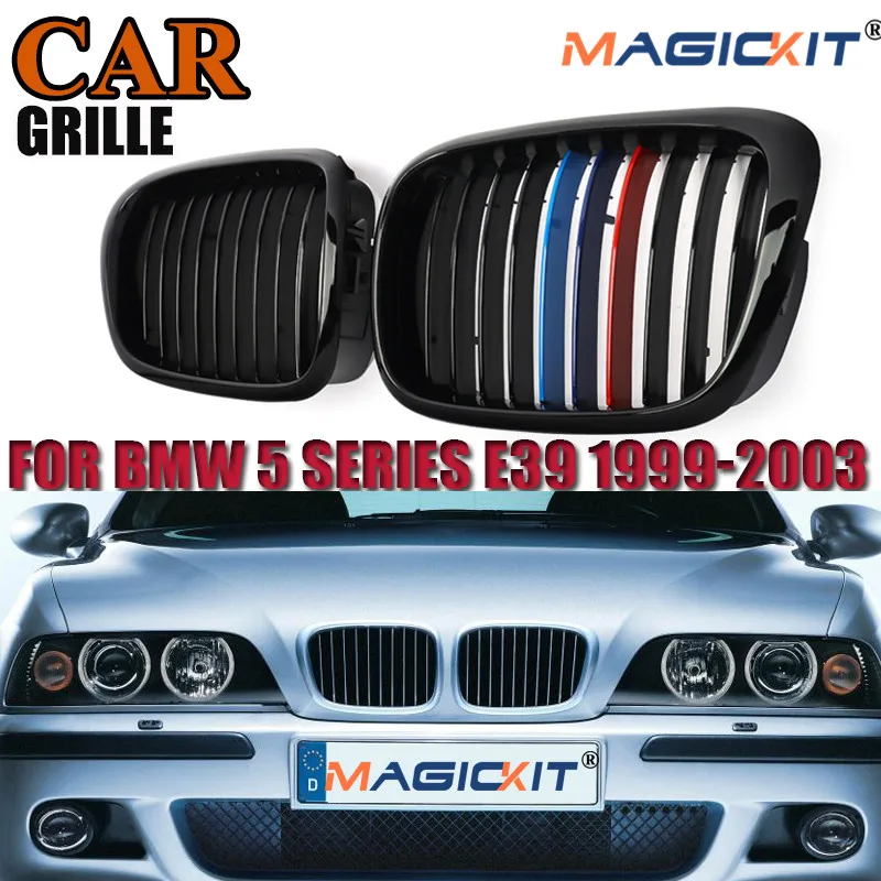 MagicKit 2x глянцевый черный + M цветной передний решетчатый гриль для BMW E39 5 серии M5 1999