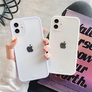 candy color border phone case for iphone 13 12 11 pro max xs max xr x 7 8 plus se 2020 transparent camera protection soft cover free global shipping