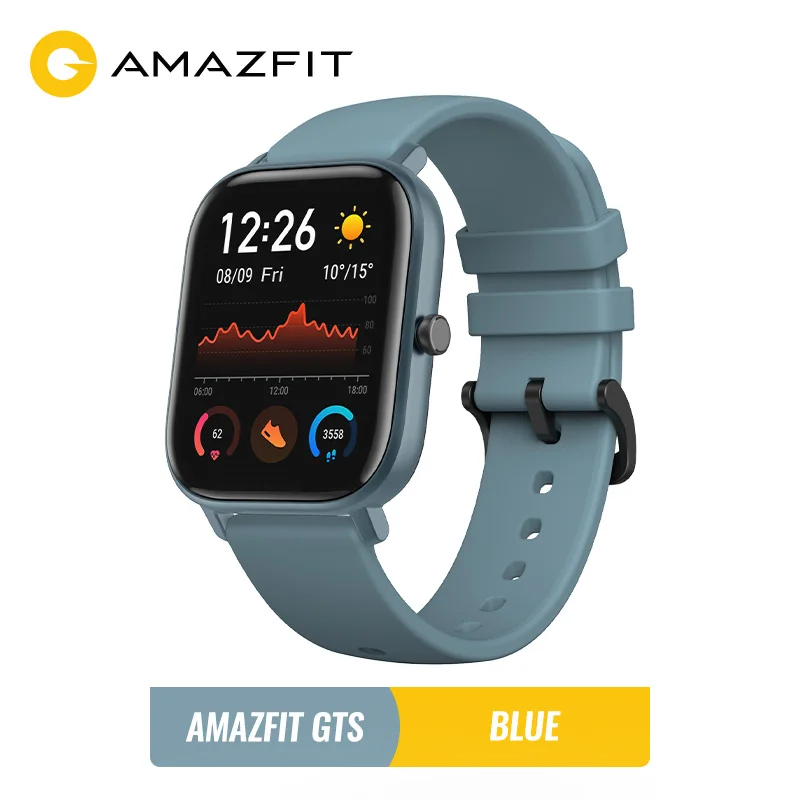 Blue Предпродажа Amazfit GTS Глобальная версия Умные часы SmartWatch GPS Бег Спорт ЧСС 5ATM Водонепроницаемый браслет AMOLED Amazfit - Цвет: Blue