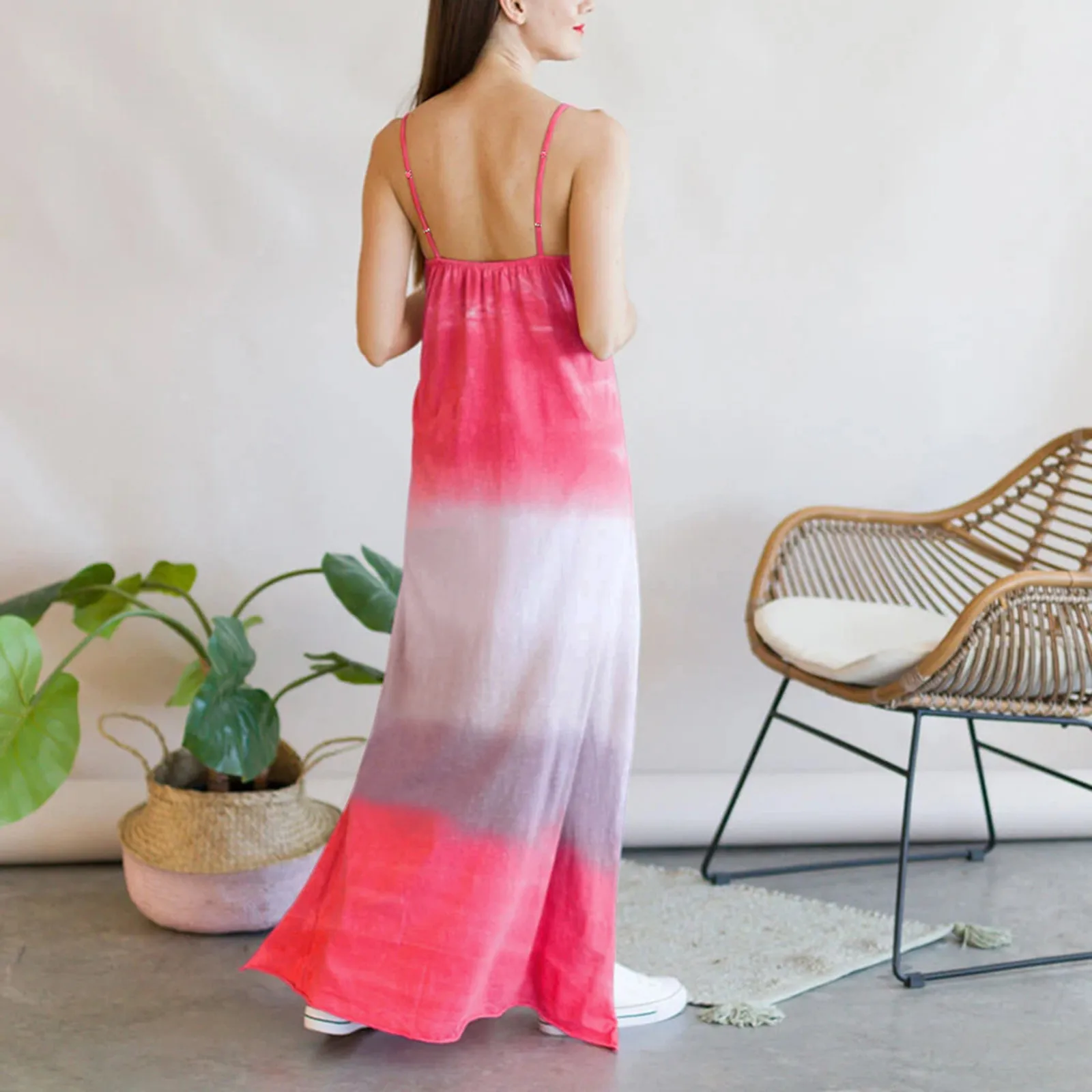 

40# High-slit Long Dress Women Gradient Color tank Sleeveless Summer dress holiday Casual Dresses For Women 2021 Vestidos