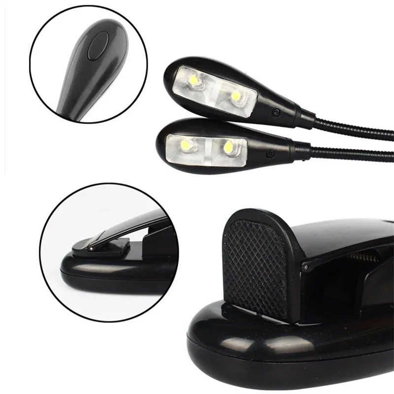 

Super Adjustable Double Pole Book Lamp Goosenecks Clip on LED Lamp for Music Stand and Book Reading Light Book Led Light