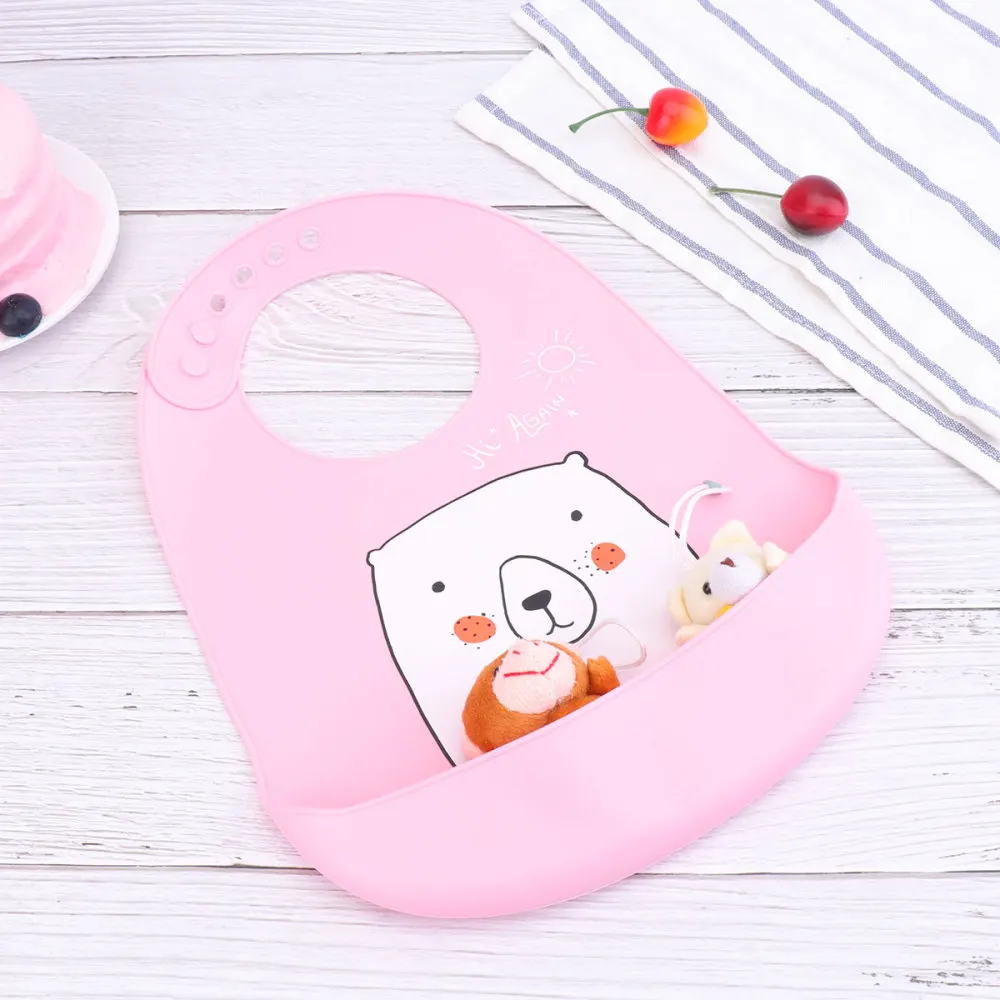 

Bear Pattern Baby Bibs Silicone Baby Apron Bib Infant Saliva Towels Adorable Newborn Bibs )