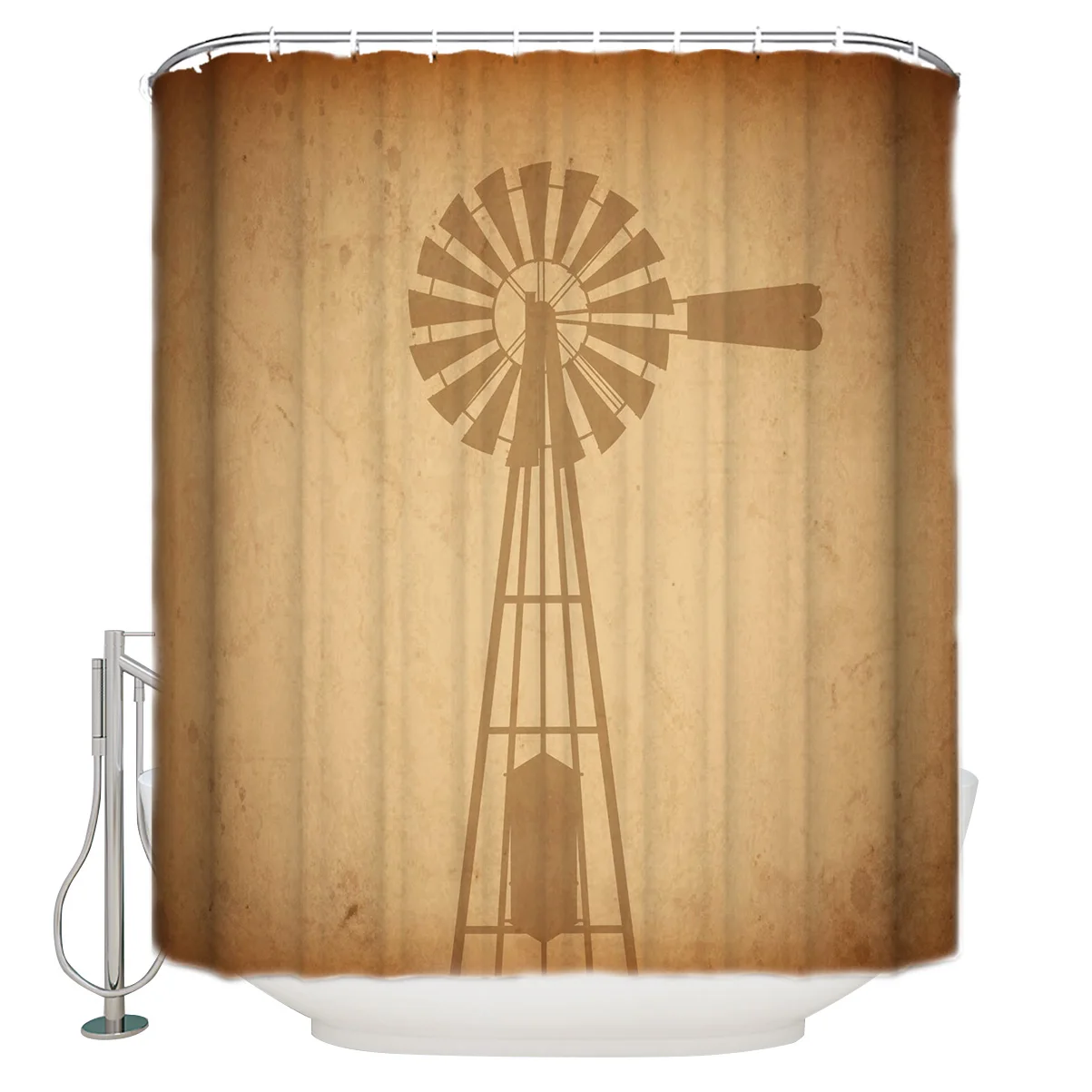 Ферма ветряная мельница Ретро Водонепроницаемая занавеска для душа домашнее
