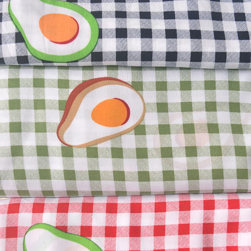 Хлопковая ткань в клетку авокадо ананас цветок кластер платье пижама жилет штаны