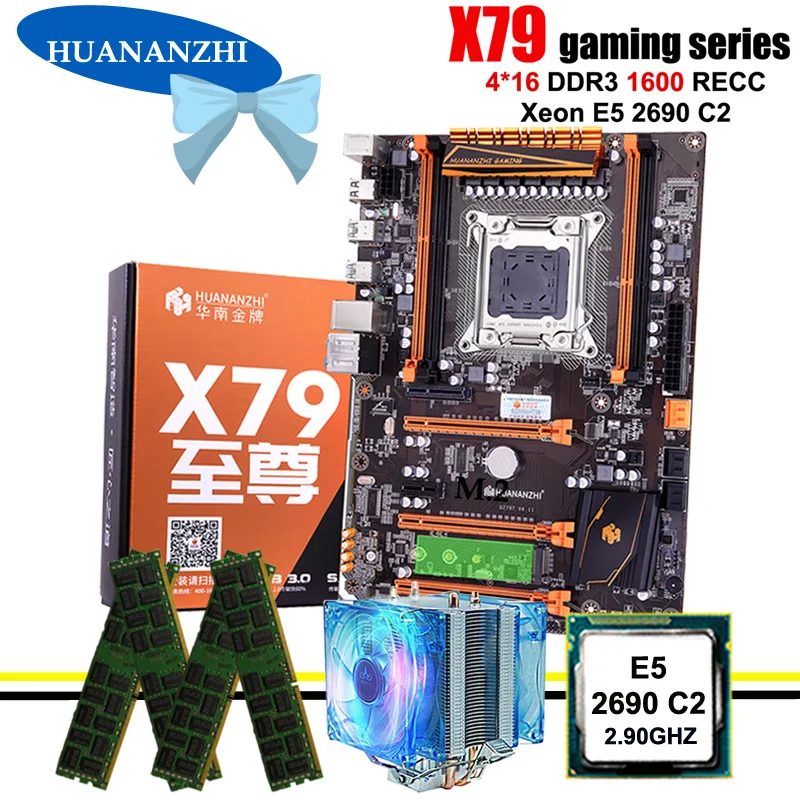 Игровая материнская плата HUANANZHI X79 Deluxe с M.2 WIFI портом SSD слот ЦП Xeon E5 2690 2 9 ГГц