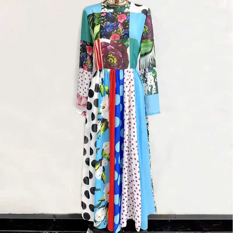 

Женское платье, модное дизайнерское ретро платье в горошек с принтом роз, повседневное шифоновое платье средней длины для отпуска с большим...