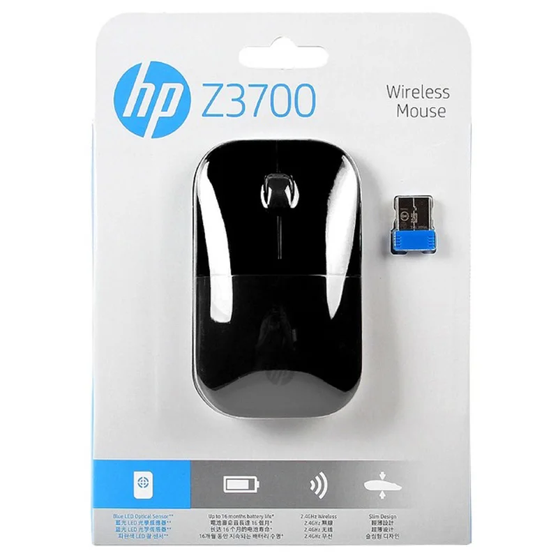 Новая оптическая беспроводная мышь hp 2,4 ГГц Z3700 Mute Slim Silent Colorful 1200 dpi для ноутбука, оригинальная мини-мыши