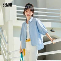 semir shirt women 2021 new summer lantern sleeve cotton retro blouse white tops design sense niche trend for woman