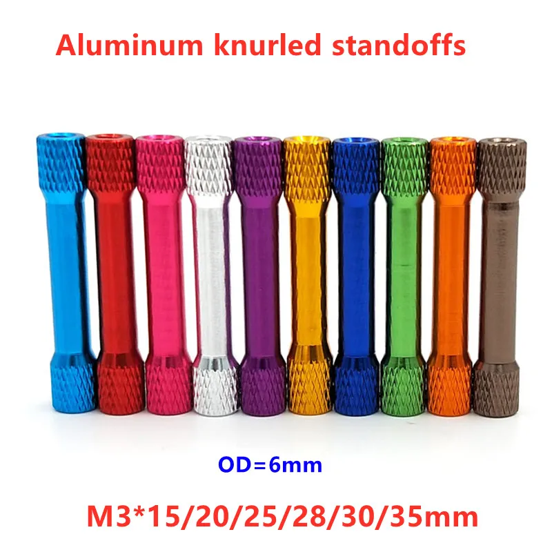 

10pcs/lot M3 Double-head Knurled Aluminum Standoffs Round Aluminum Spacer Standoff column M3x15/20/25/28/30/35/37/40mm