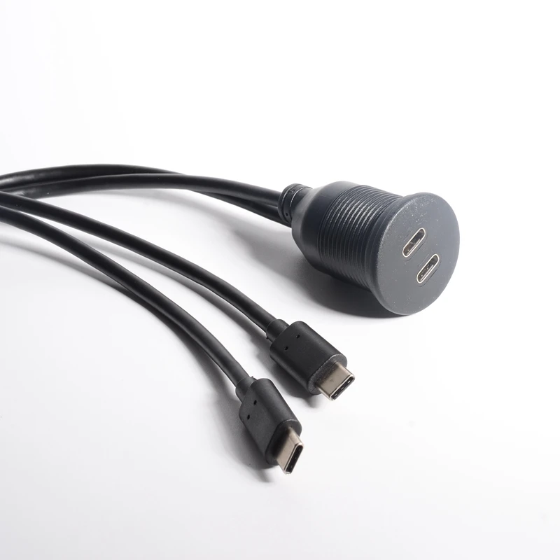 Dual Port USB 2.0 Type C Male to Female 2 Ports Car Mount Flush Cable Waterproof Extension for Truck Boat Motorcy Panel | Электроника
