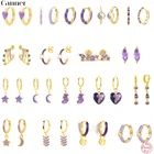 Женские серьги-кольца из серебра 925 пробы с фианитом