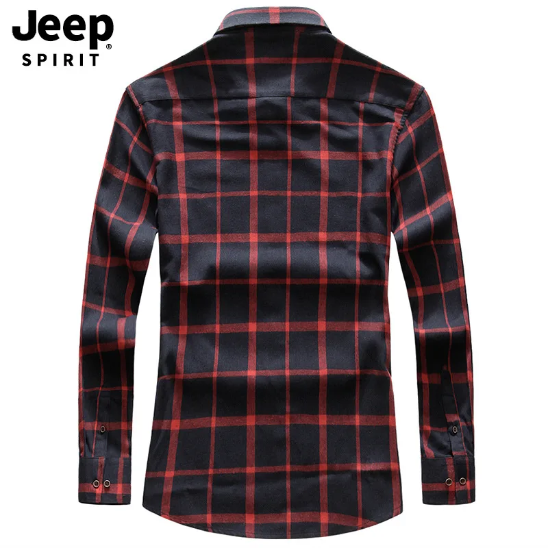 JEEP SPIRIT весна осень Мужская рубашка модная клетчатая хлопковая рубашка с длинными рукавами мужские деловые повседневные мужские рубашки