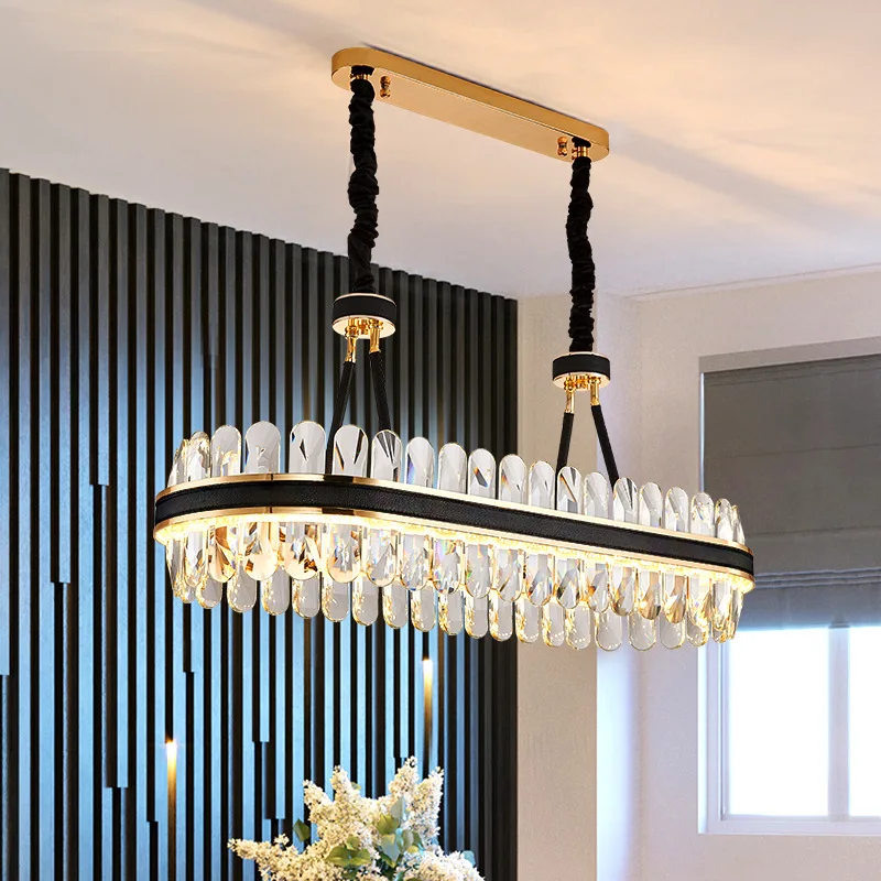 

LED Postmodern Round Oval Crystal Chandelier Lighting Lustre Suspension Luminaire Lampen For Dinning Room ZM1121