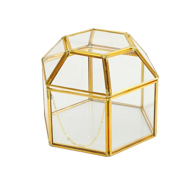 

Vintage Geometry Glass Jewelry Storage Box Makeup Organizer Container Wedding Decor Ring Box Glass Cover Jewelry Packaging