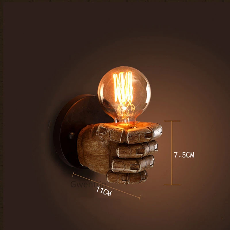 Креативные Настенные светильники из смолы в виде кулака настенные стиле ретро