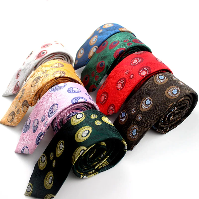 Мужской галстук 6 см узкий Модный повседневный зеленый с павлиньими перьями