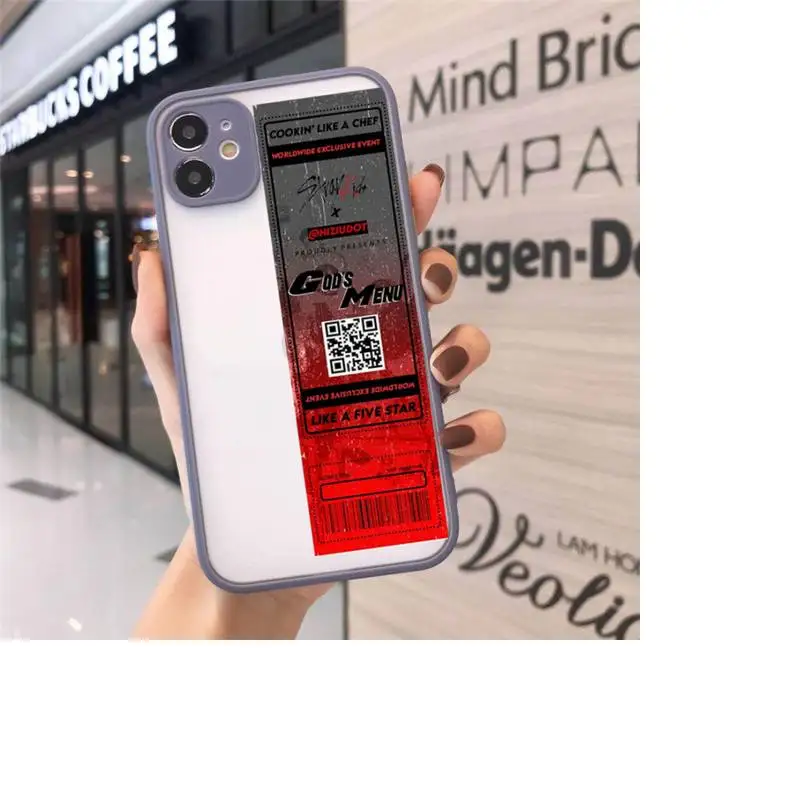 

Stray Kids Air tickets Design Phone Case Matte transparent For Gray iPhone 12 Mini 11 Pro XR XS Max 7 8 Plus X Back Cover