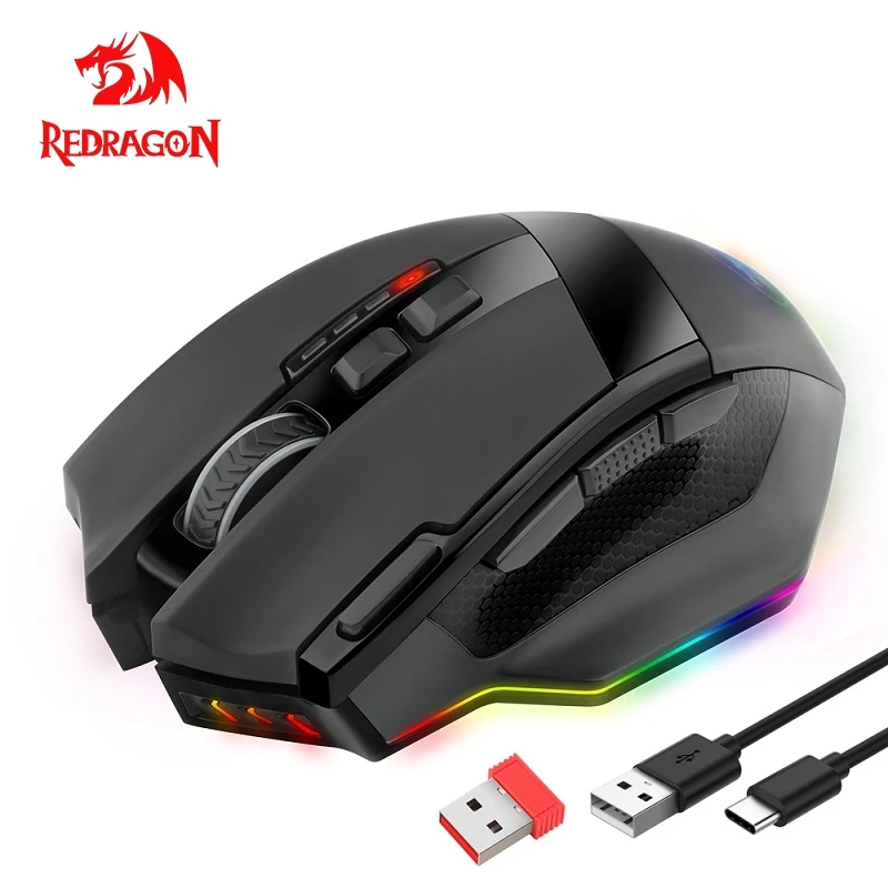 

Redragon M801P RGB USB 2.4G Wireless Gaming Mouse 16400 DPI 10 buttons Programmable ergonomic for gamer Mice laptop PC computer