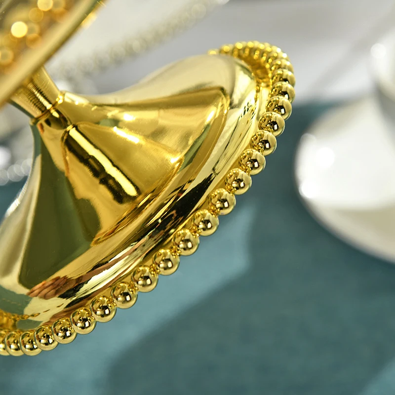 Diameter30cm Серебряный/золотой круглый металлический поднос для фруктов короткая