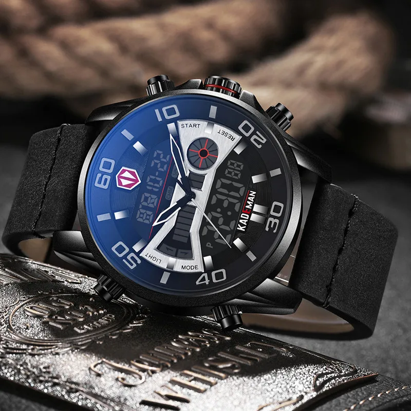 Оригинальные мужские часы KADEMAN New Tech Series роскошные спортивные с 3ATM LED дисплеем