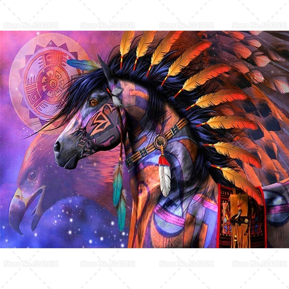 Алмазная живопись с изображением индийского коня полный набор для вышивки