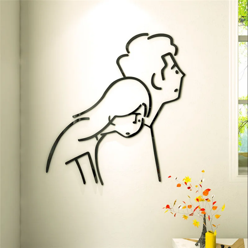 Простая черная настенная наклейка милая мультяшная для столовой Настенная