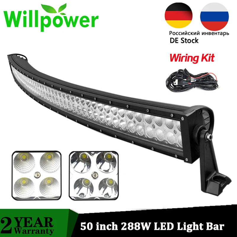 Светодиодная панель рабочего света Willpower 50 дюймов 288 Вт фара для внедорожников
