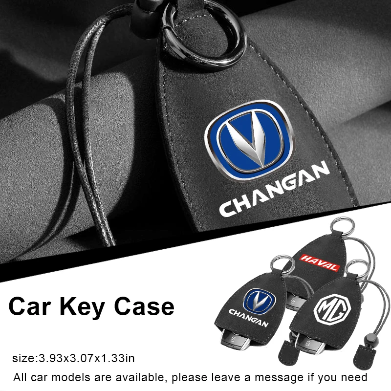 

1pc Car Suede Key Case Leather Keychain for Honda Vezel Civic XR-V HR-V City Accord Odyssey Spirior CRV Jazz Emblems Accessories