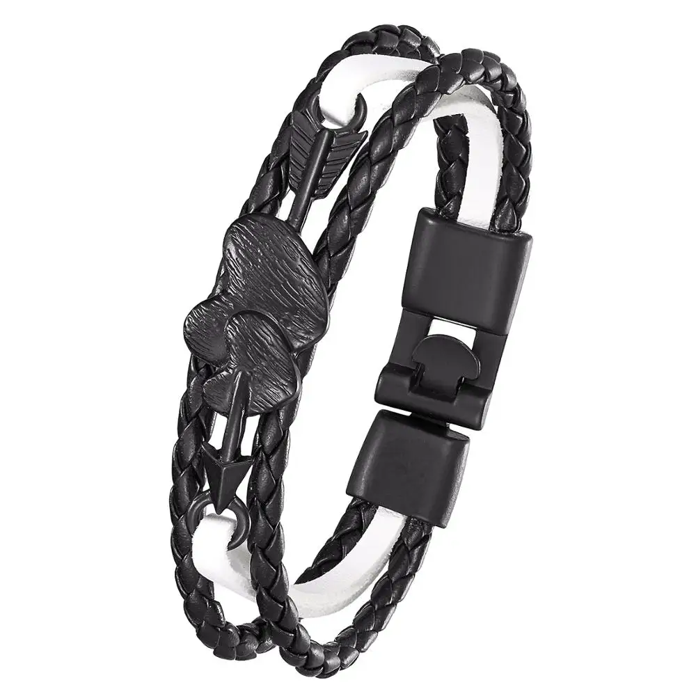 

Genuine leather bracelet with hand chain buckle for men and women