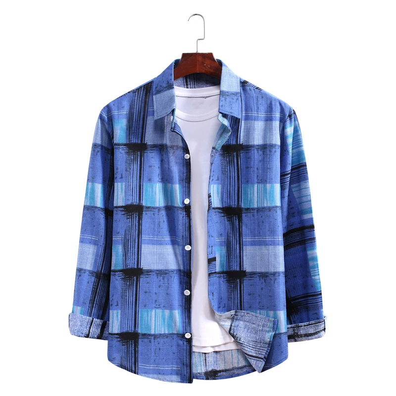 Новинка 2020 модная мужская рубашка в клетку с длинным рукавом | Мужская одежда