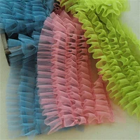 five layer fluffy ruffled tulle lace fabric diy ladies childrens doll clothing siamese skirt hem modification trim accessories