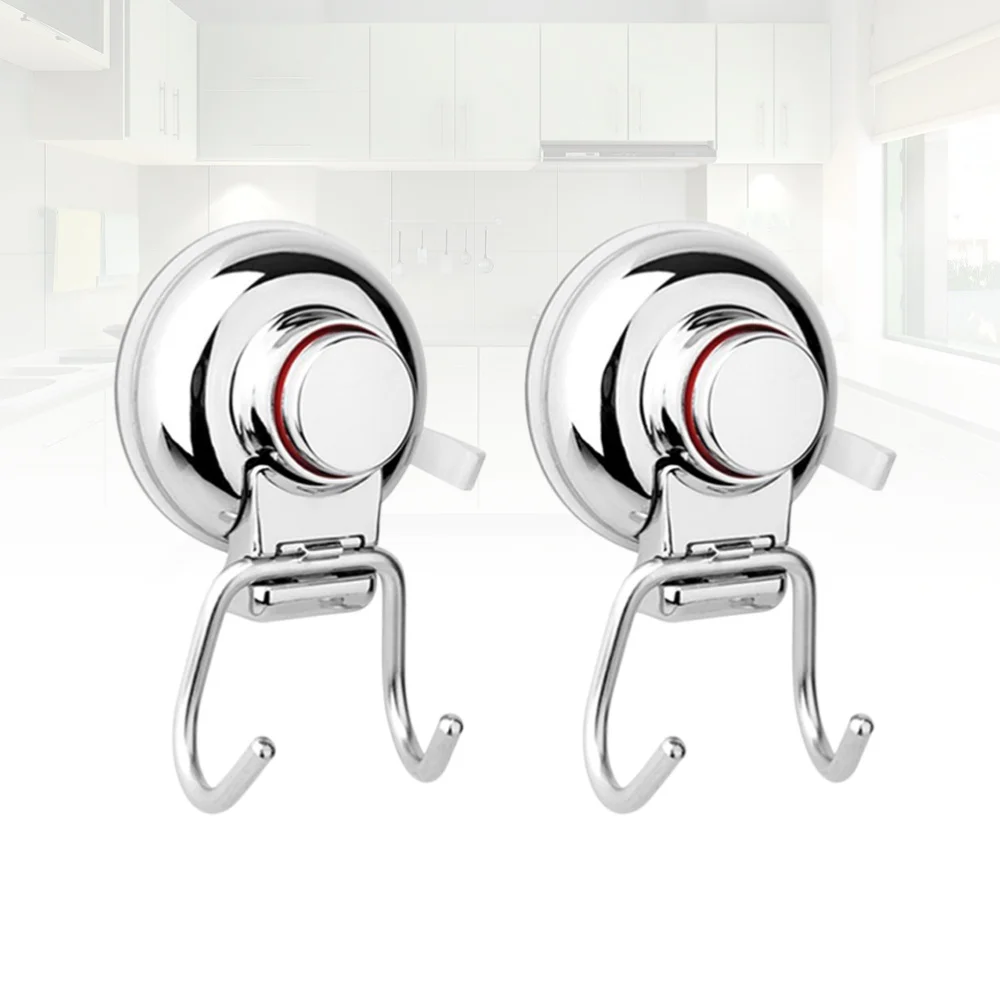 

3pcs Seamless Super Strong Double Hooks No-Drilling Suction Cup Robe Hook Vaccum System Stainless Steel Hooks for Bathroom Kitch